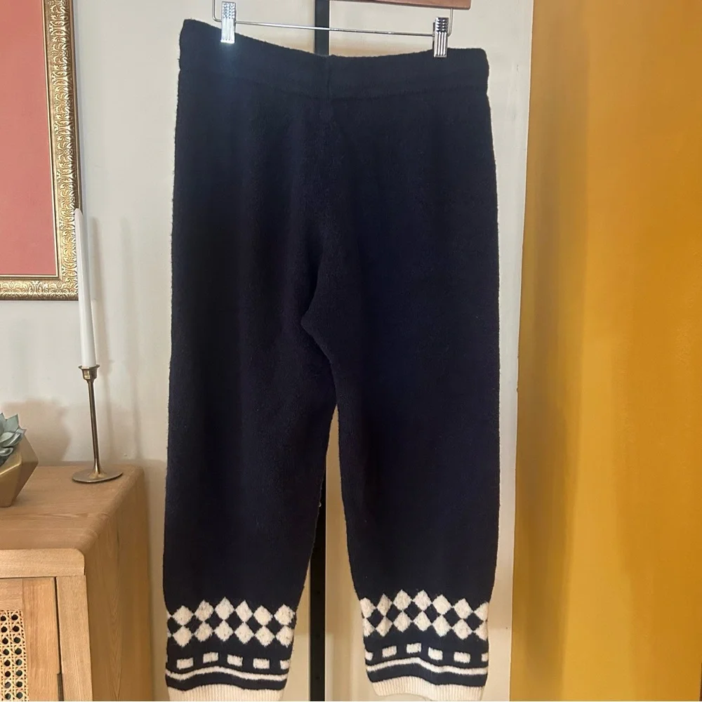 J. Crew Merino Wool Alpaca Sweater Pants Knit Cabincore Geometric Fair Isle Sz M